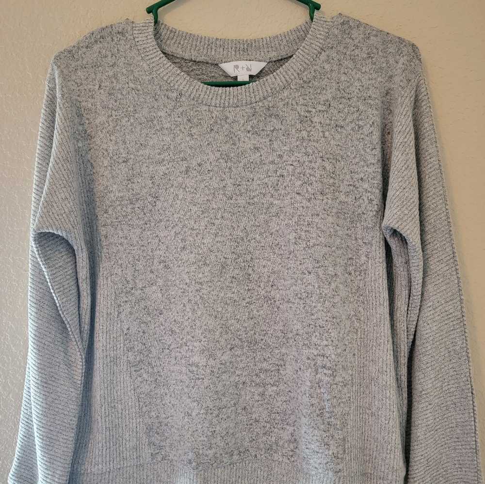 Light weight, gray long sleeved sweater. Girls size L (12-14).